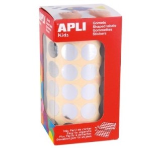 rollo gomets metaliz. apli redondos 15mm plata 116