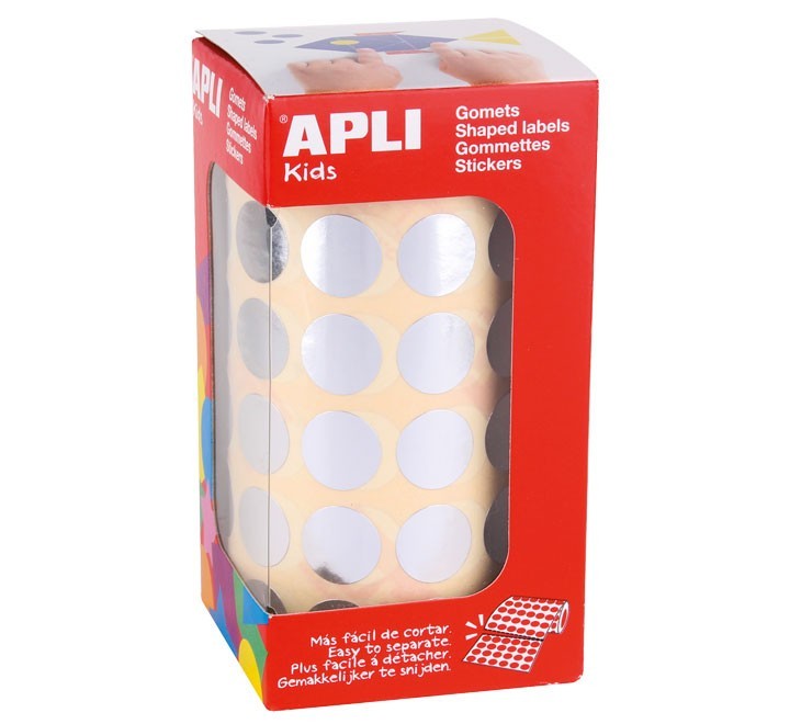 rollo gomets metaliz. apli redondos 15mm plata 116