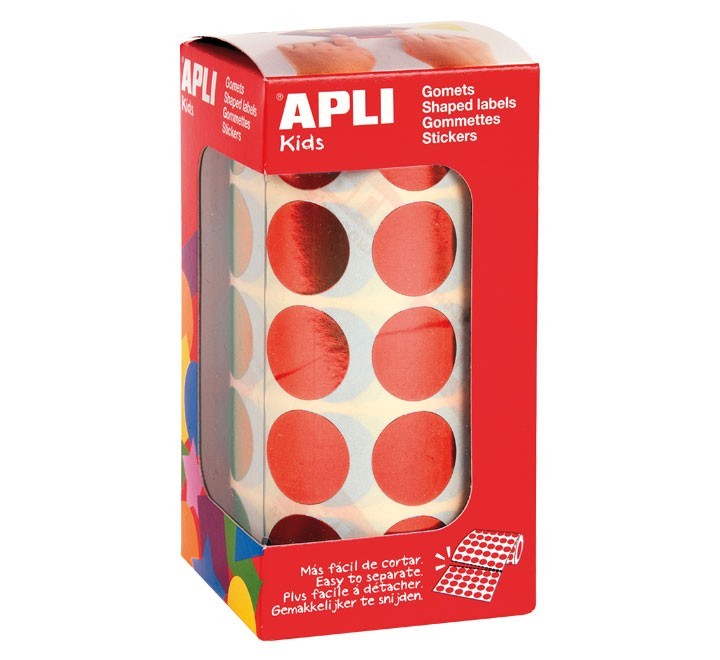 rollo gomets apli circulo 20mm rojo met