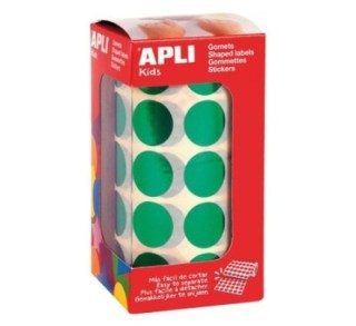 rollo gomets apli circulo 20mm verde met