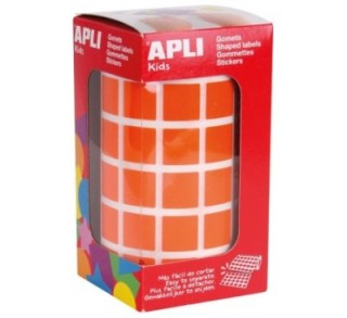 rollo gomets apli cuadrado 15mm naranja 12479