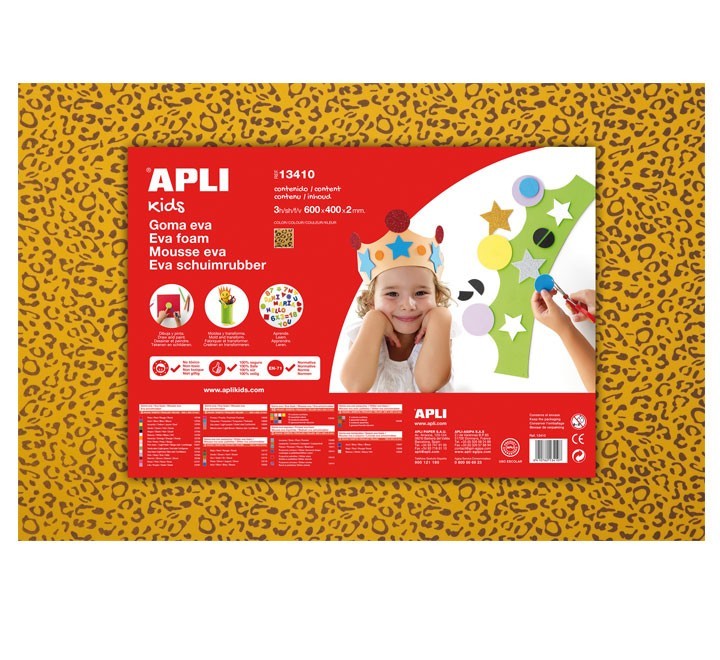 bolsa 3h goma eva apli impresa leopa 40x60cm 13410