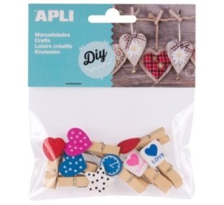 bolsa 8u mini pinzas madera formas apli 14784