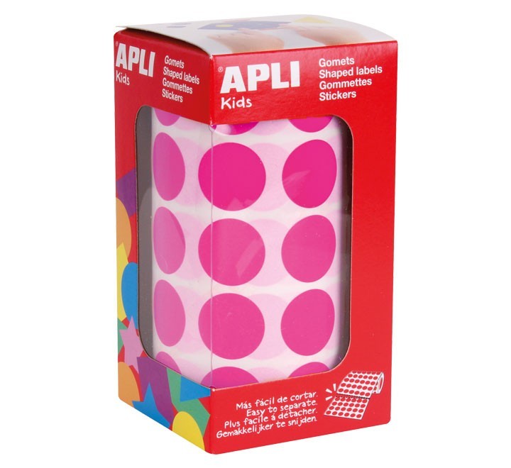 rollo gomets apli circulo 20mm fucsia