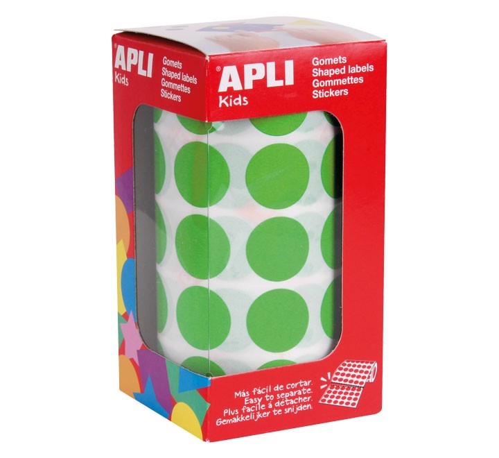 rollo gomets apli circulo 20mm verde cl