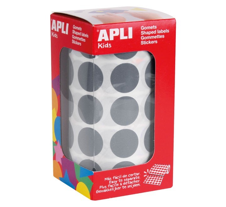 rollo gomets apli circulo 20mm gris