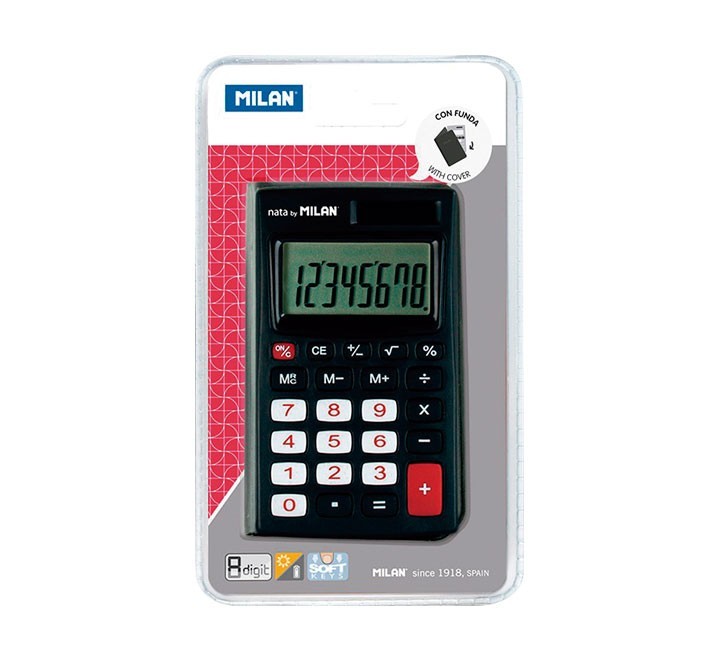 calculadora 8 dig.c/funda negra milan 150208kbl