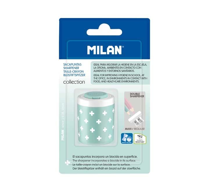 bl. sacapuntas doble milan +edition antibac. turq