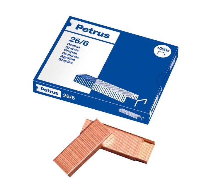 caja 1000 grapas petrus 26/6 cobre