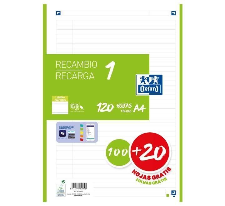recambio 100h+20 oxford color 1 a4 hztal verde