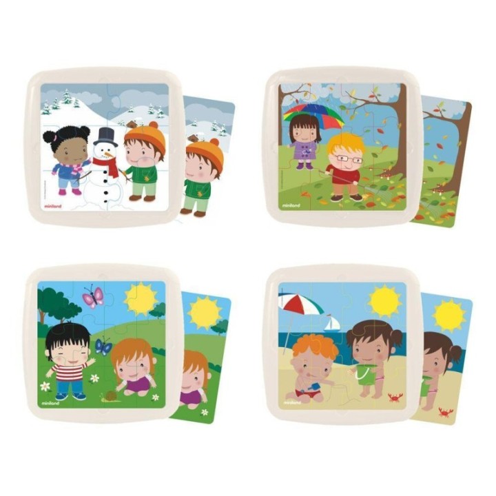 set 4 puzzles miniland 12 pz. estaciones 36205