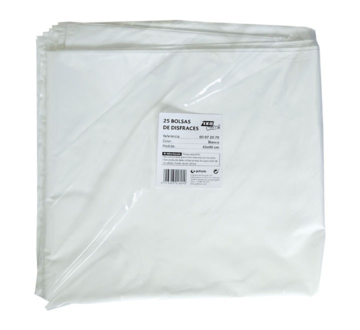 pack 25 bolsas disfraz fixo 65x90 blanco 72070