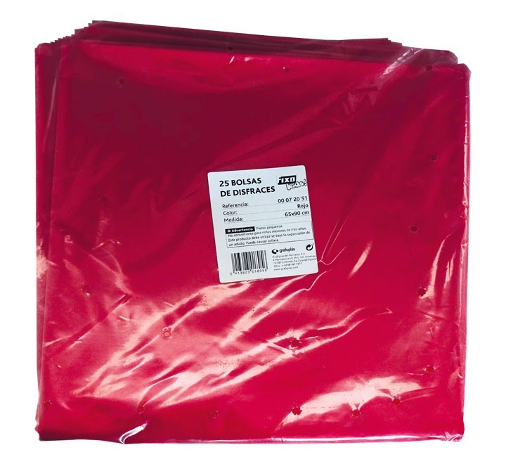 pack 25 bolsas disfraz fixo 65x90 rojo 0072051