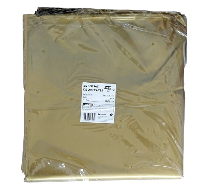 pack 25 bolsas disfraz fixo 65x90 oro 00072065