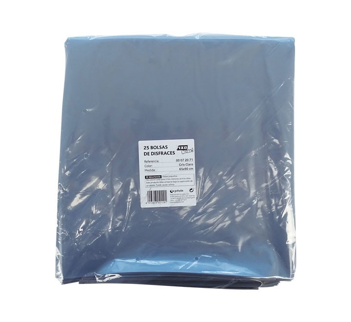 pack 25 bolsas disfraz fixo 65x90 plata 72075