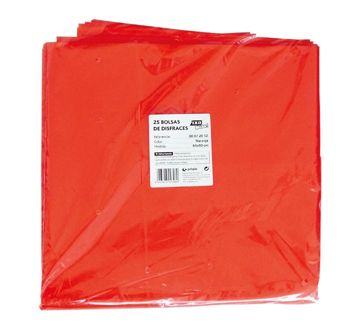pack 25 bolsas disfraz fixo 65x90 naranj 72052