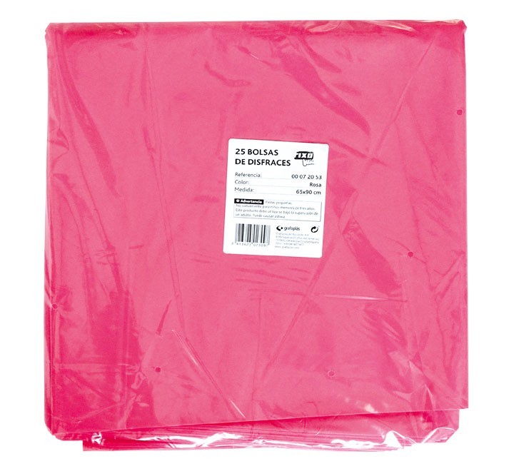 pack 25 bolsas disfraz fixo 65x90 rosa 0072053