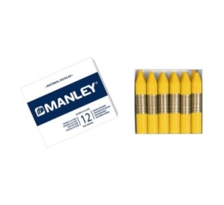 estuche 12 ceras manley mnc04486 amarillo osc