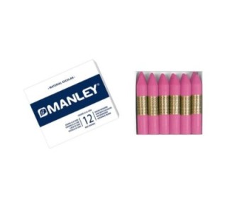 estuche 12 ceras manley mnc04555 rosa claro