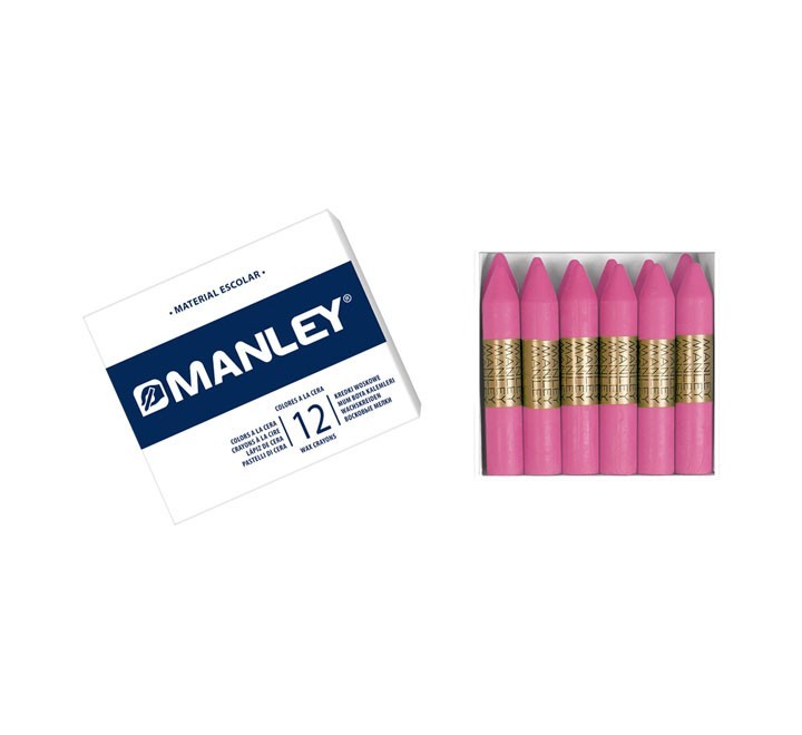 estuche 12 ceras manley mnc04555 rosa claro