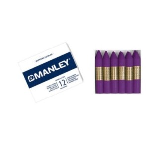 estuche 12 ceras manley mnc04588 magenta