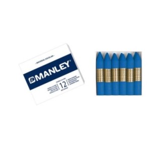 estuche 12 ceras manley mnc04602 az celeste
