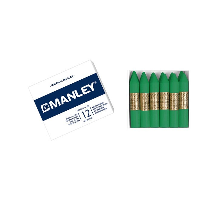 estuche 12 ceras manley mnc04668 verde turq.