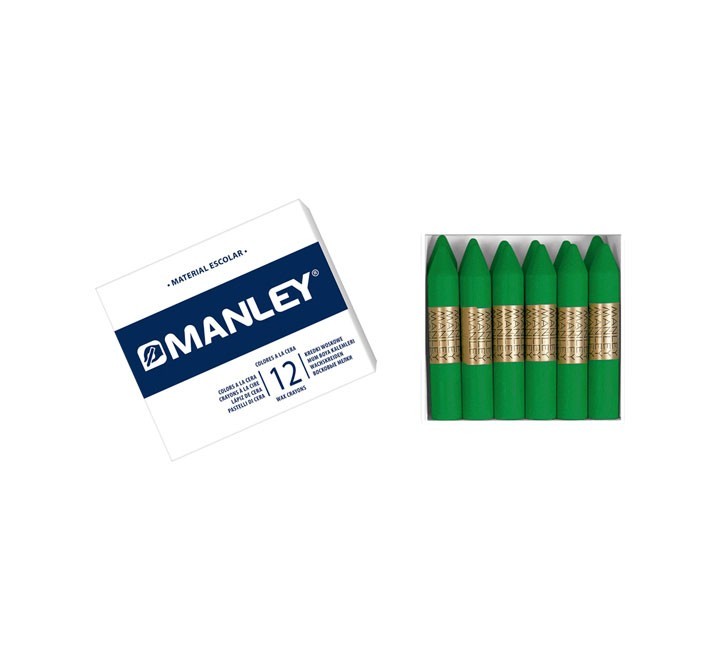 estuche 12 ceras manley mnc04679 verde esm.