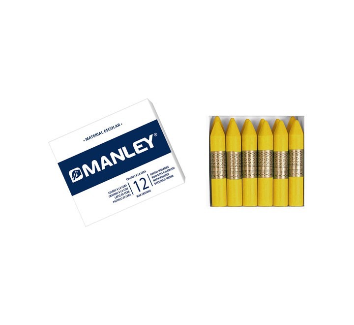 estuche 12 ceras manley mnc04704 ox. amarillo