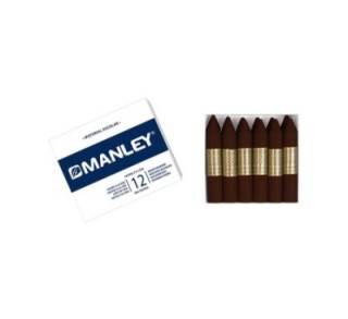 estuche 12 ceras manley mnc04726 pardo