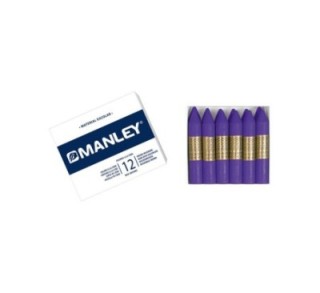 estuche 12 ceras manley mnc04839 violeta az.