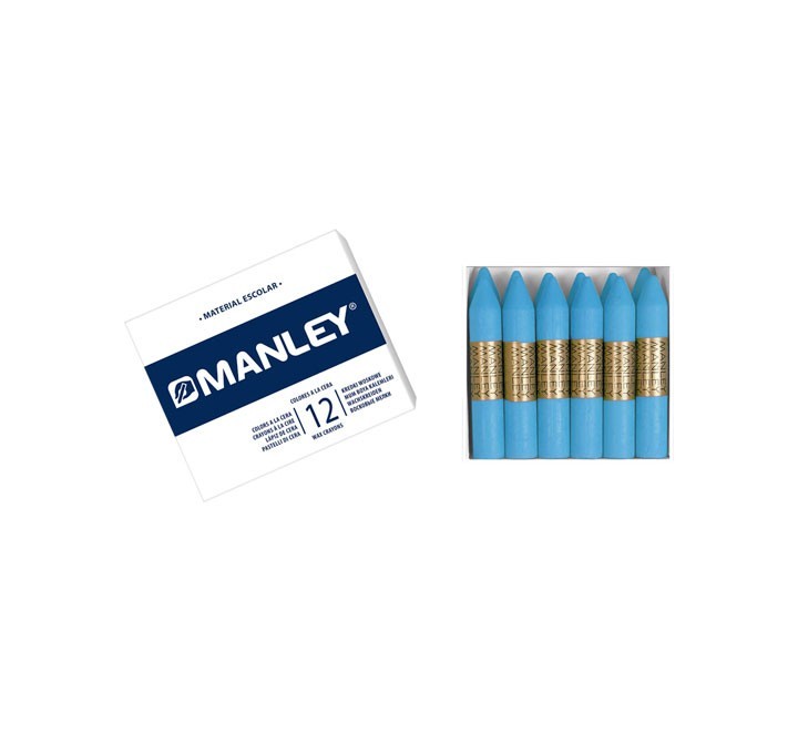 estuche 12 ceras manley mnc04840 celeste claro