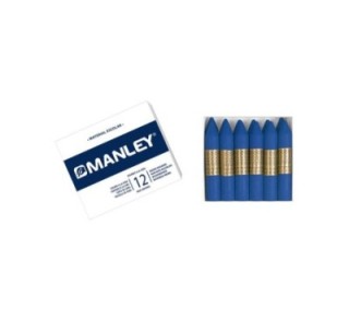 estuche 12 ceras manley mnc04861 azul cyan
