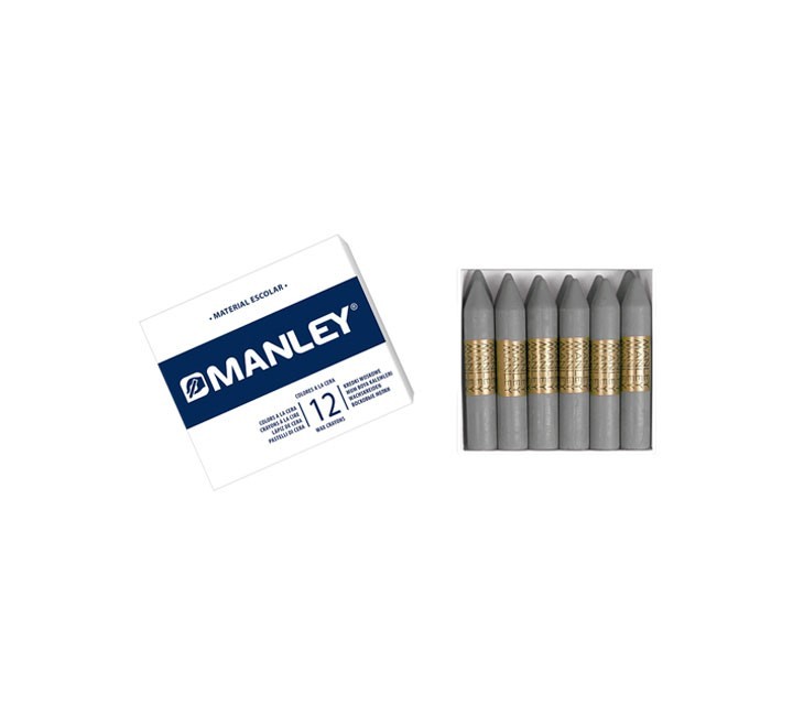 estuche 12 ceras manley mnc05140 gris