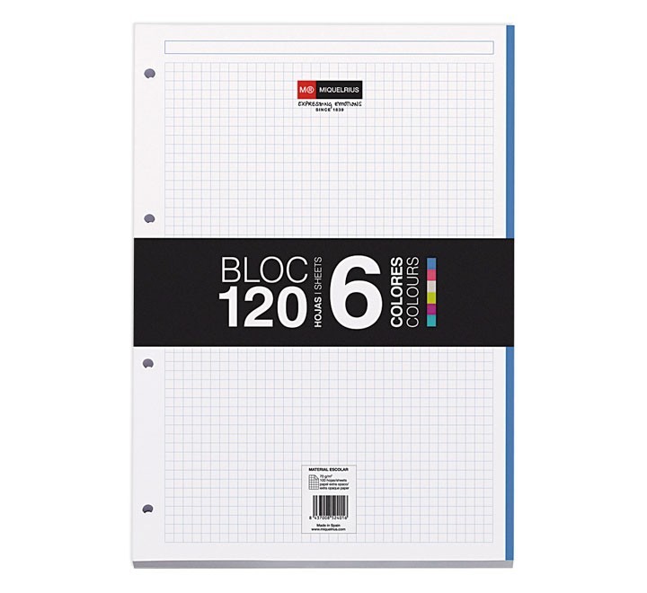 bloc nb 1 a4 120h. 6 color. 5mm miquel rius 7439