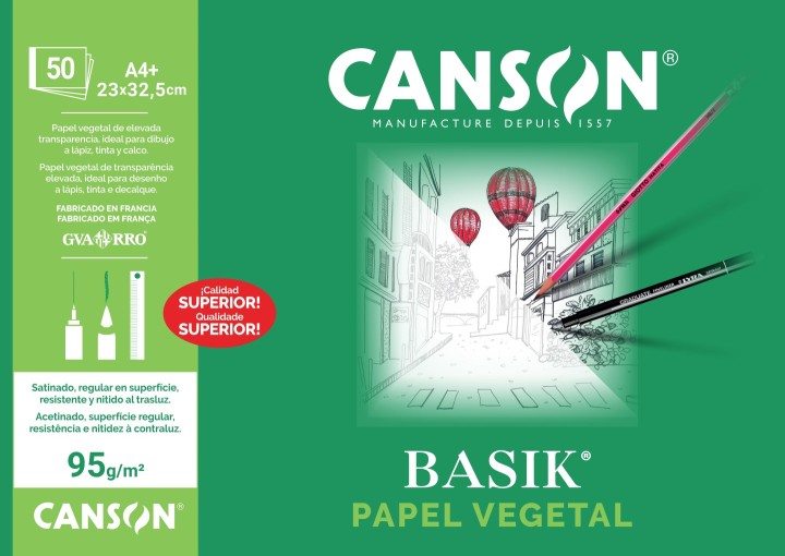 bloc 50h canson papel vegetal a4+ 90gr c200400714