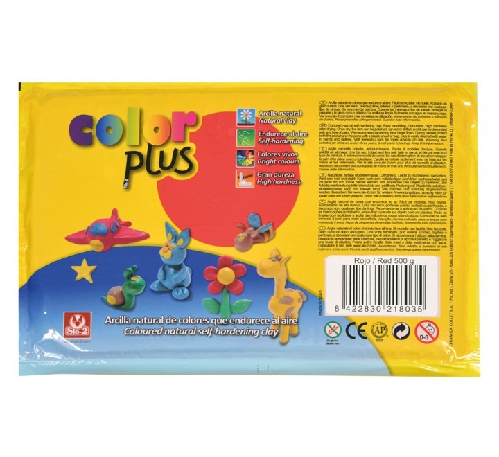 paq. arcilla sio 2 coloplus rojo 500g 2182000200