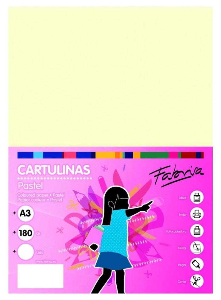 paq. 50h cartulina fabrisa 180gr a3 marfil