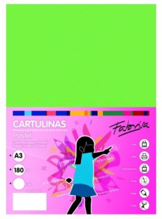 paq. 50h cartulina fabrisa 180gr a3 verde