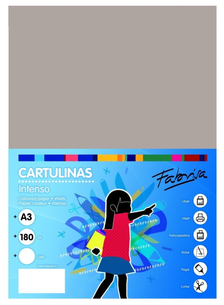 paq. 50h cartulina fabrisa 180gr a3 gris