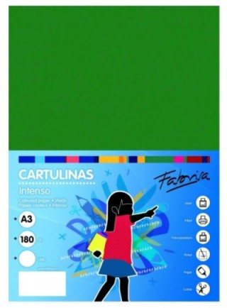 paq. 50h cartulina fabrisa 180gr a3 verde osc
