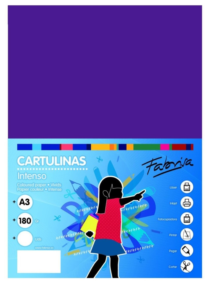 paq. 50h cartulina fabrisa 180gr a3 morado