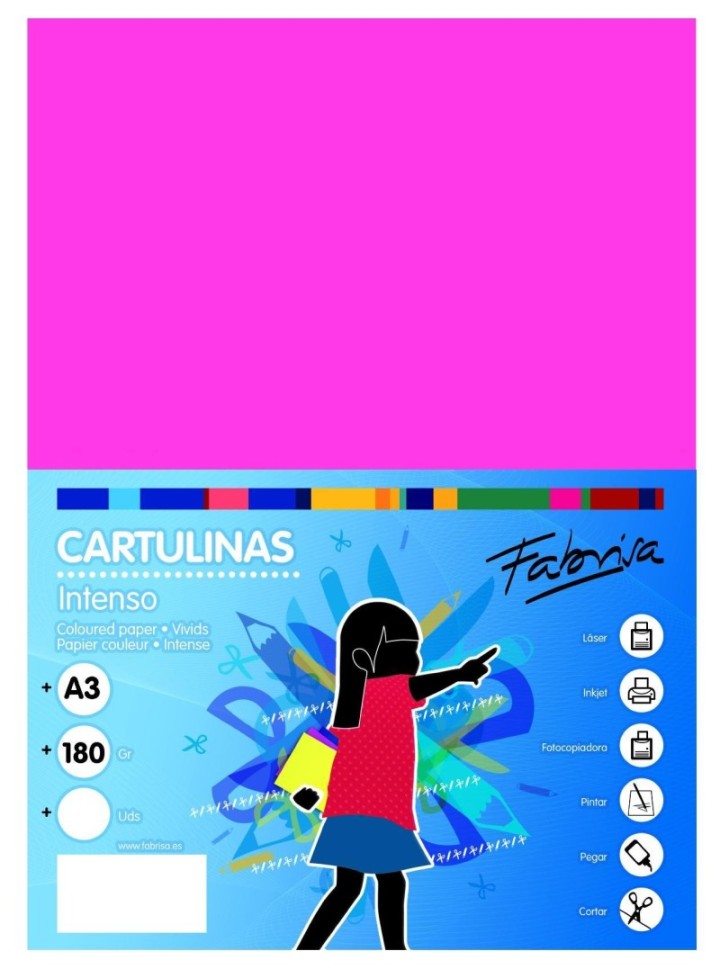 paq. 50h cartulina fabrisa 180gr a3 fucsia