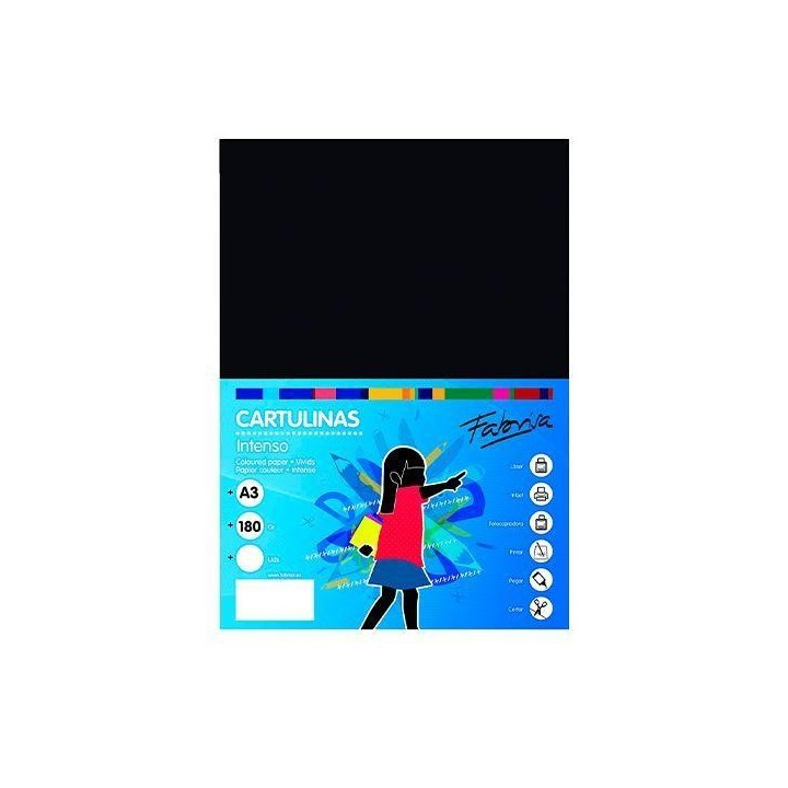 paq. 50h cartulina fabrisa 180gr a3 negro