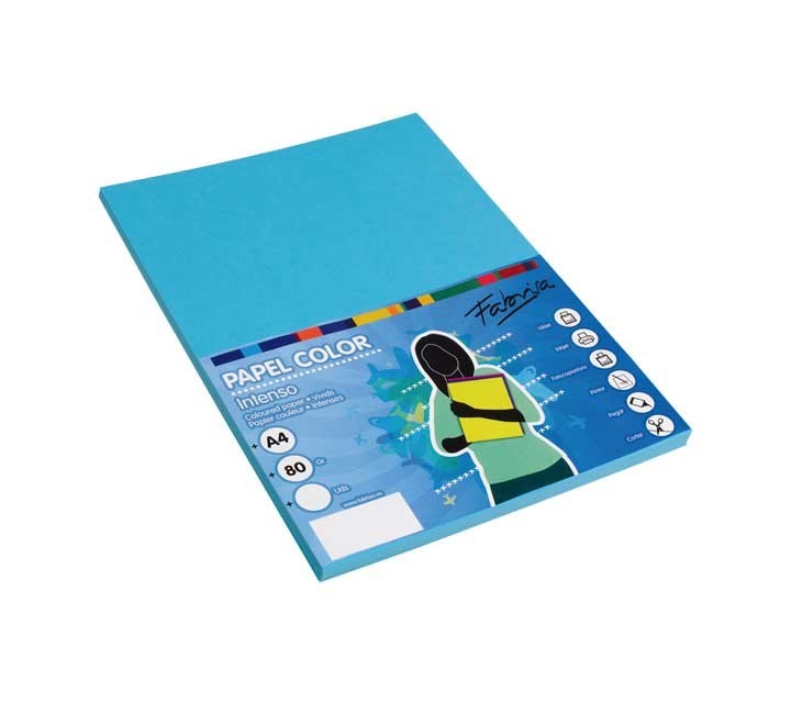 paq. 100h papel fabrisa 80gr a4 azul turquesa