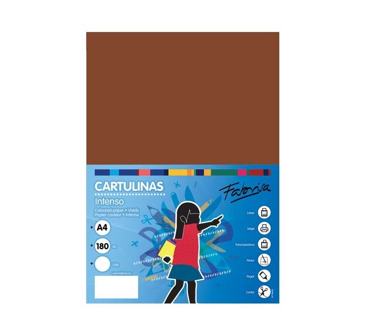 paq. 50h cartulina fabrisa 180gr a4 marron
