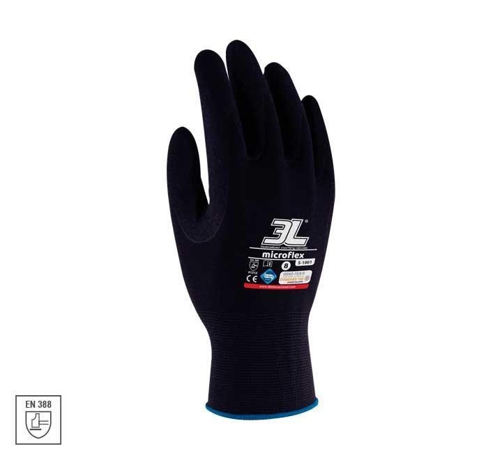 guantes seg. mecanico 3l microflex s 1001 t.7 pack  12 unidades