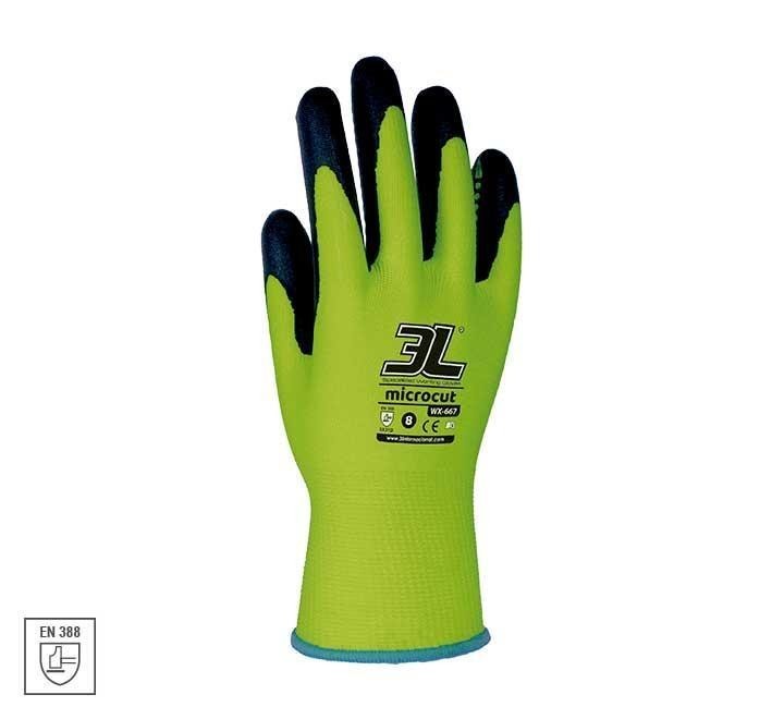 guantes seg. mecanico 3l microcut wx 667 t.6 pack  12 unidades