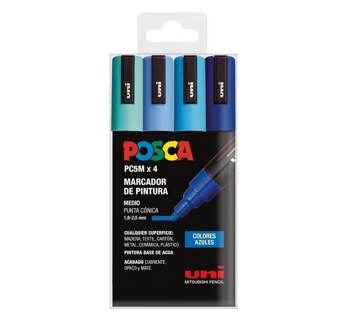 est. 4 rotuladores uni ball posca pc5m azules