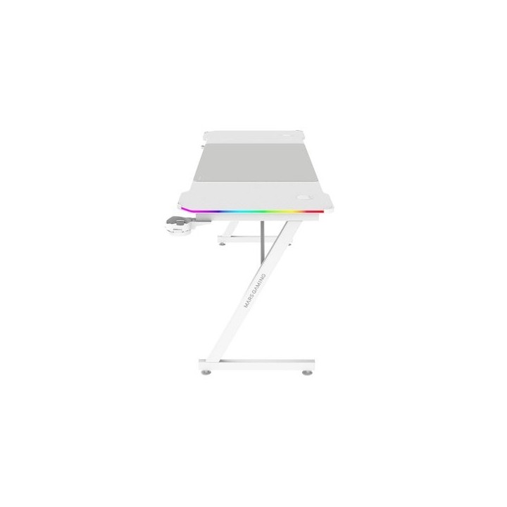 mesa mars gaming mgdx160rgbw chasis acero 160x60x75 fibra de carbono rgb mando gestion cables blanco